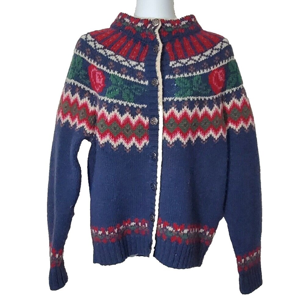 Woolrich Blue and Red Patterned Cardigan